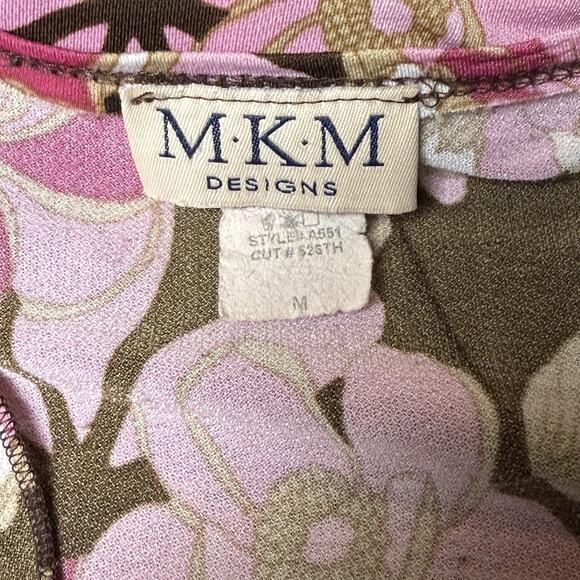 Vtg Y2K Ruffle babydoll Top sz M V-Neck asymetrical pink brown USA Fairy indie - Picture 6 of 8